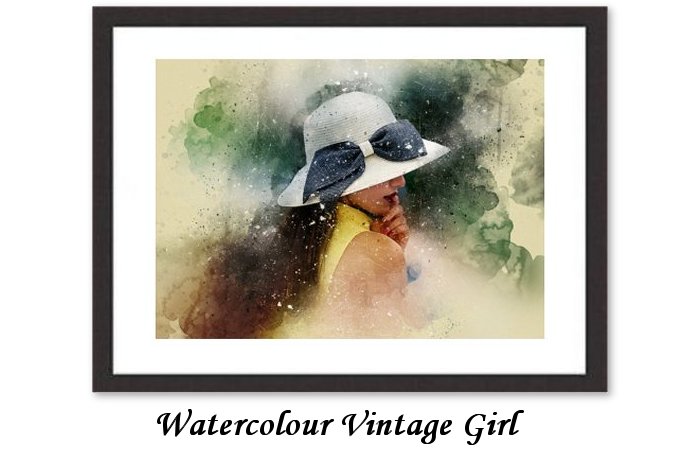 Watercolour Vintage Girl